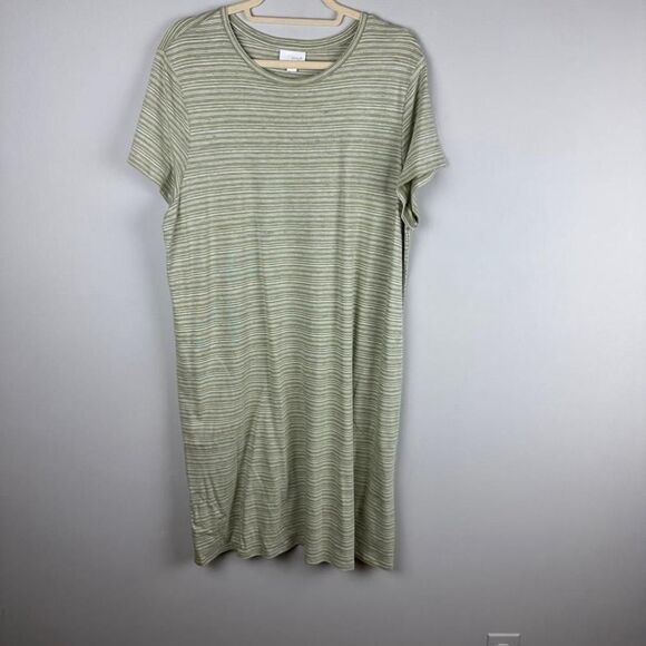 Dresses & Skirts - Women's Pure Jill Green Striped T-Shirt Dress Size XL